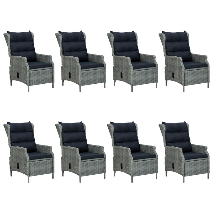 Set mobilier de exterior cu perne 9 piese gri deschis poliratan - WALTI WALTI