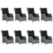 Set mobilier de exterior cu perne 9 piese gri deschis poliratan - WALTI WALTI