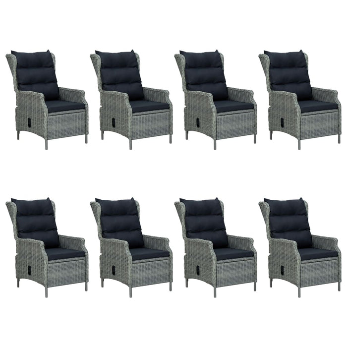 Set mobilier de exterior cu perne 9 piese gri deschis poliratan - WALTI WALTI