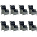 Set mobilier de exterior cu perne 9 piese gri deschis poliratan - WALTI WALTI