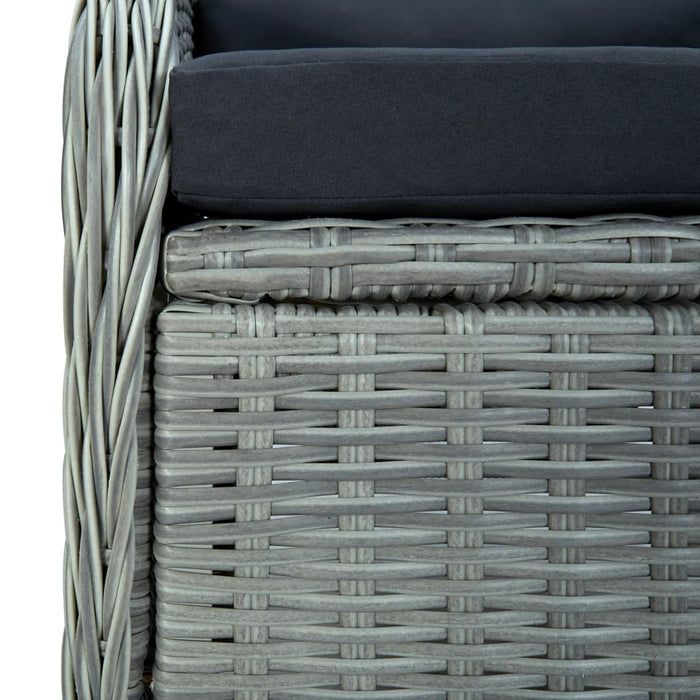 Set mobilier de exterior cu perne 9 piese gri deschis poliratan - WALTI WALTI
