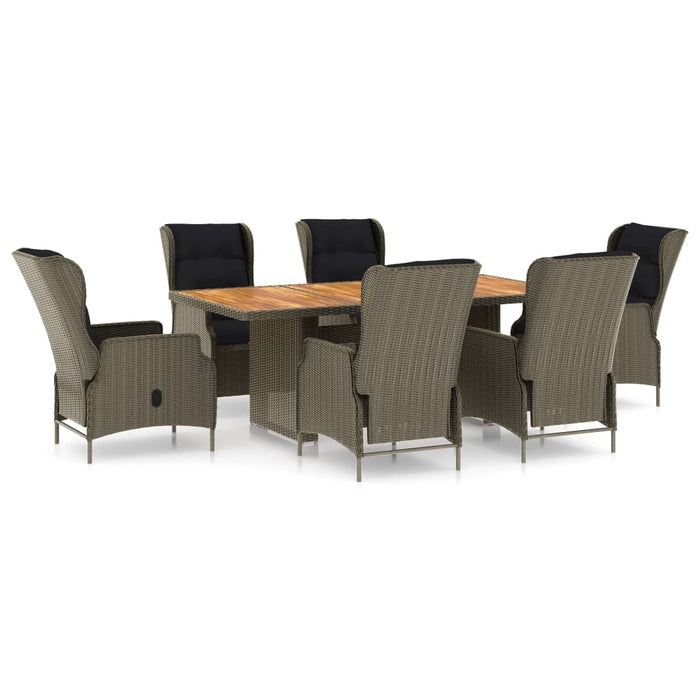 Set mobilier de exterior cu perne, 7 piese, maro, poliratan WALTI
