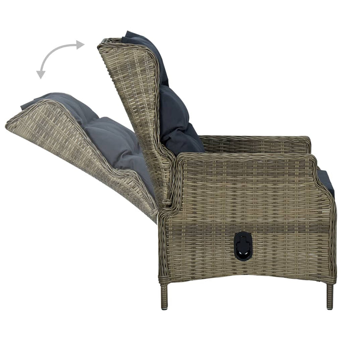 Set mobilier de exterior cu perne, 7 piese, maro, poliratan WALTI