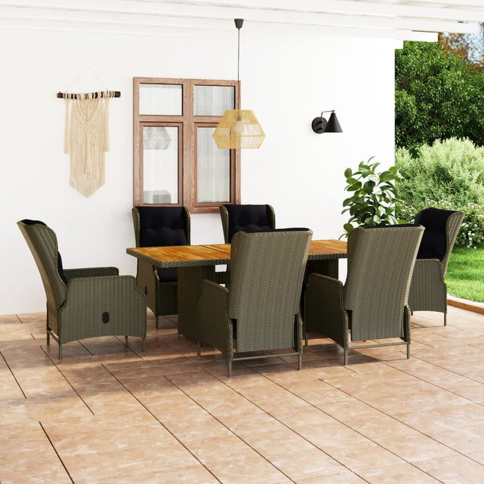 Set mobilier de exterior cu perne, 7 piese, maro, poliratan WALTI