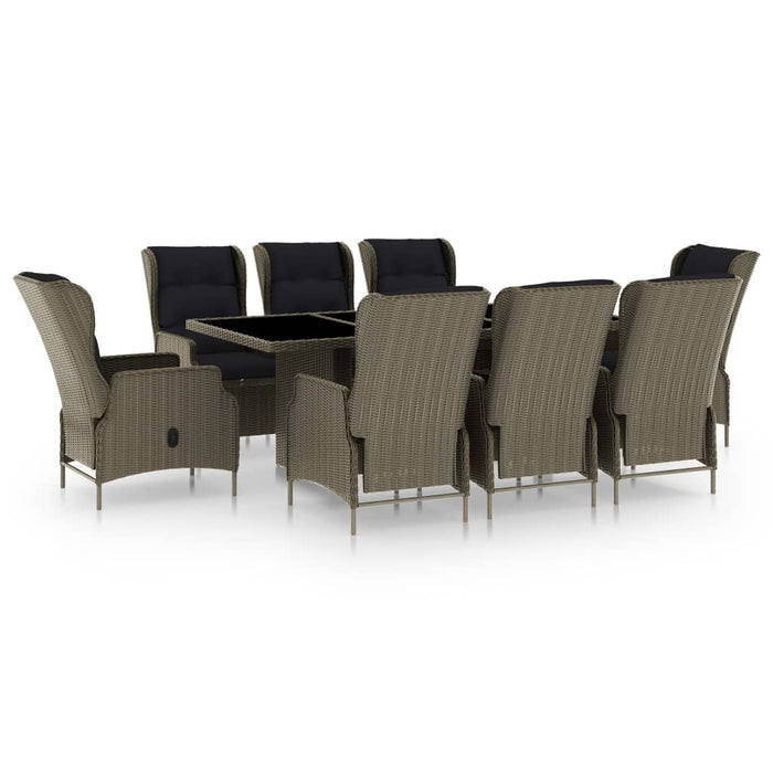 Set mobilier de exterior cu perne, 9 piese, maro, poliratan - WALTI WALTI