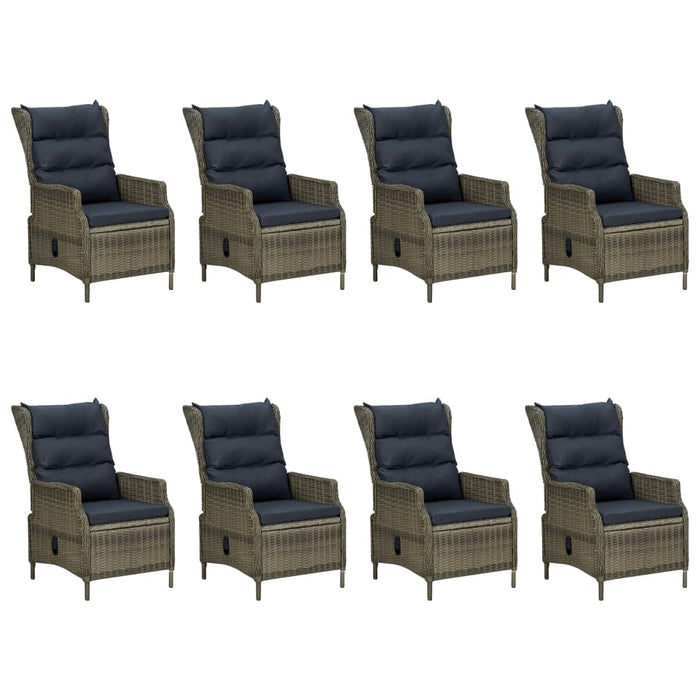 Set mobilier de exterior cu perne, 9 piese, maro, poliratan - WALTI WALTI