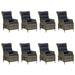 Set mobilier de exterior cu perne, 9 piese, maro, poliratan - WALTI WALTI