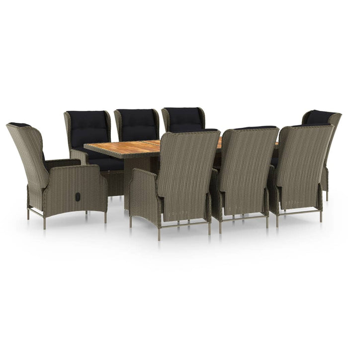 Set mobilier de exterior cu perne, 9 piese, maro, poliratan - WALTI WALTI