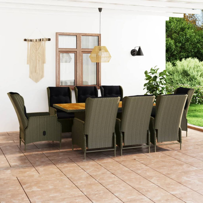 Set mobilier de exterior cu perne, 9 piese, maro, poliratan - WALTI WALTI