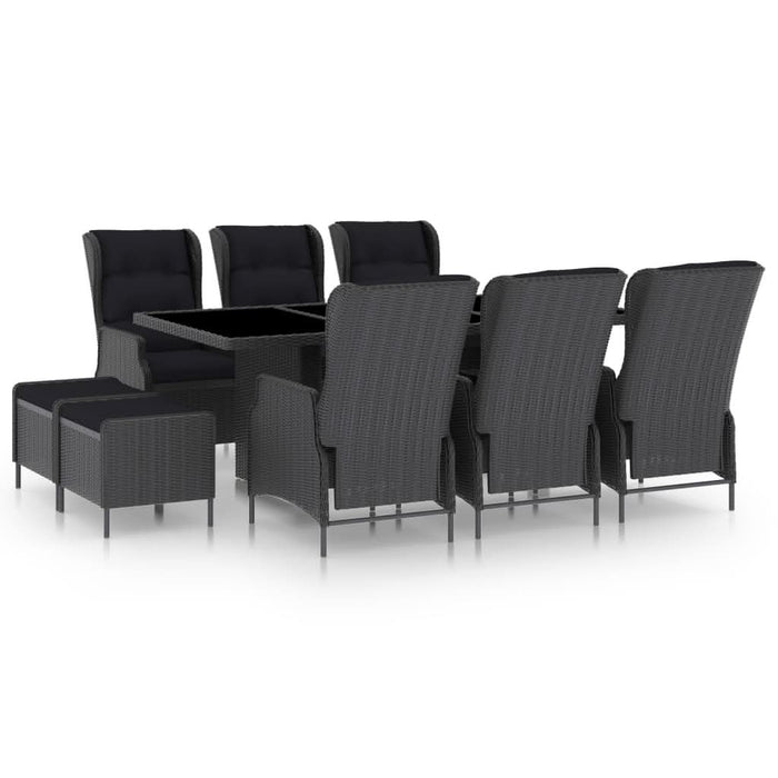 Set mobilier exterior cu perne, 9 piese, gri închis, poliratan - WALTI WALTI