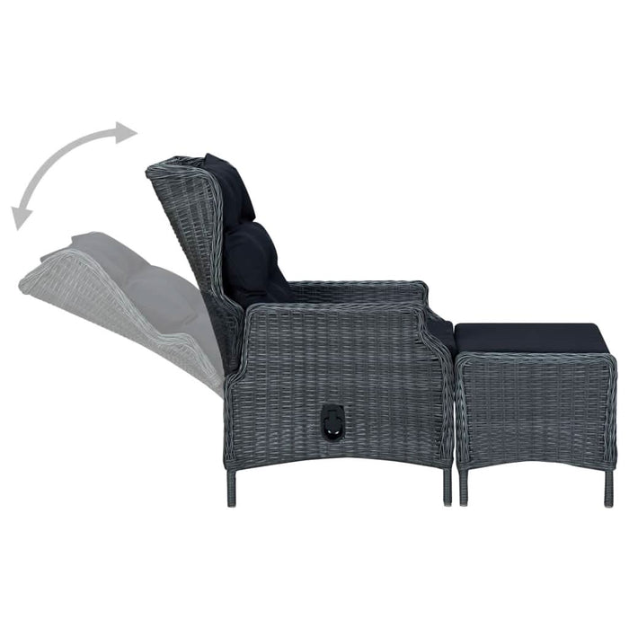 Set mobilier exterior cu perne, 9 piese, gri închis, poliratan - WALTI WALTI