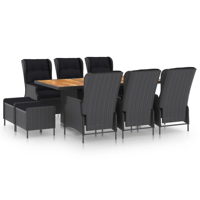 Set mobilier exterior cu perne, 9 piese, gri închis, poliratan - WALTI WALTI