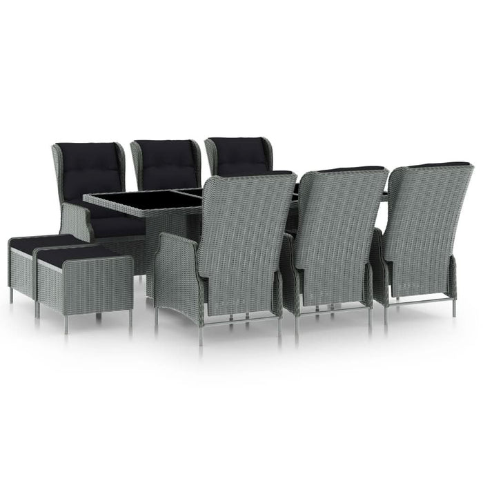 Set mobilier exterior cu perne, 9 piese, gri deschis, poliratan - WALTI WALTI