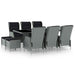 Set mobilier exterior cu perne, 9 piese, gri deschis, poliratan - WALTI WALTI