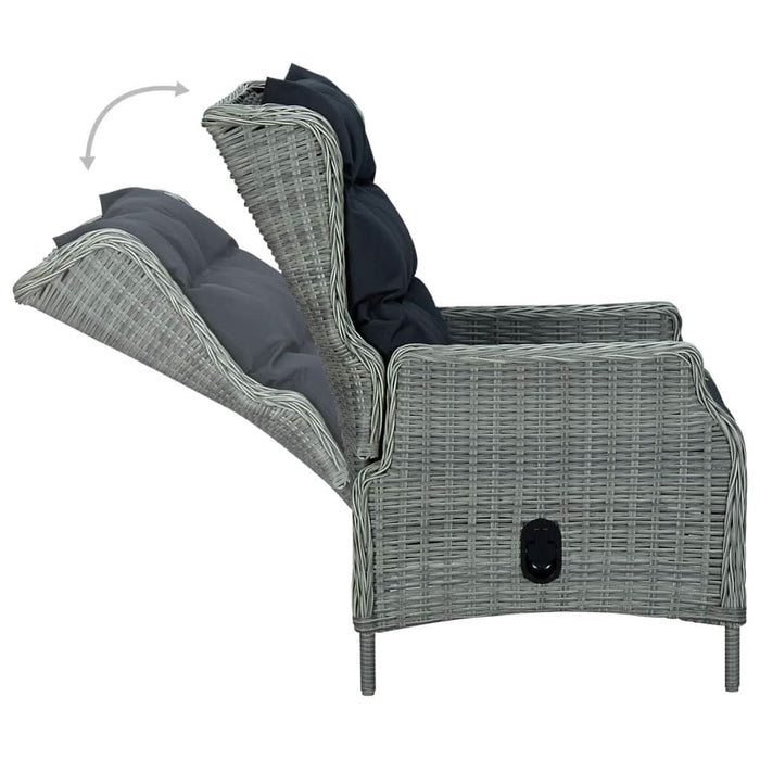 Set mobilier exterior cu perne, 9 piese, gri deschis, poliratan - WALTI WALTI