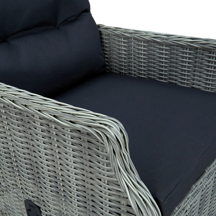 Set mobilier exterior cu perne, 9 piese, gri deschis, poliratan - WALTI WALTI