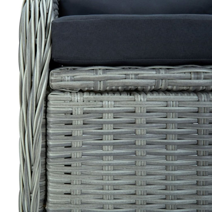 Set mobilier exterior cu perne, 9 piese, gri deschis, poliratan - WALTI WALTI
