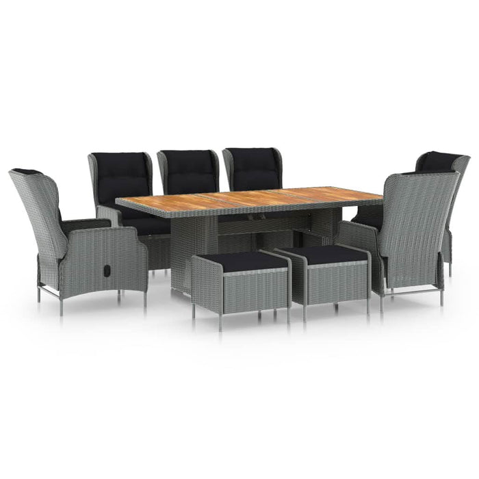 Set mobilier exterior cu perne, 9 piese, gri deschis, poliratan - WALTI WALTI