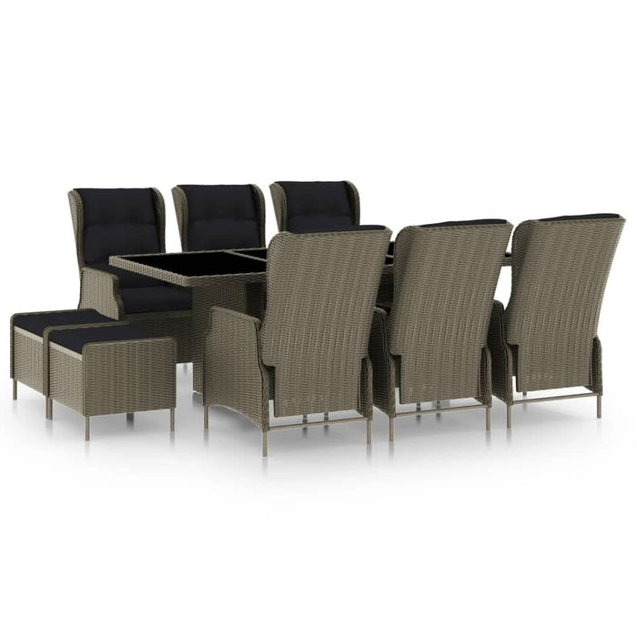 Set mobilier de exterior cu perne, 9 piese, maro, poliratan - WALTI WALTI
