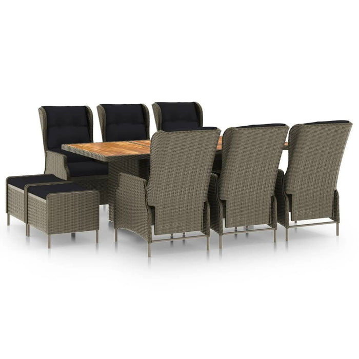 Set mobilier de exterior cu perne, 9 piese, maro, poliratan - WALTI WALTI