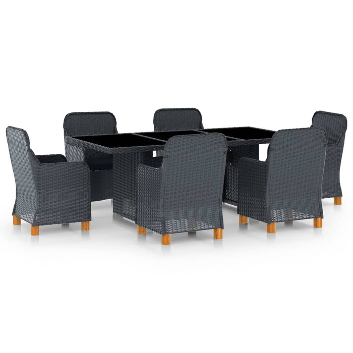 Set mobilier exterior cu perne, 7 piese, gri închis, poliratan - WALTI WALTI