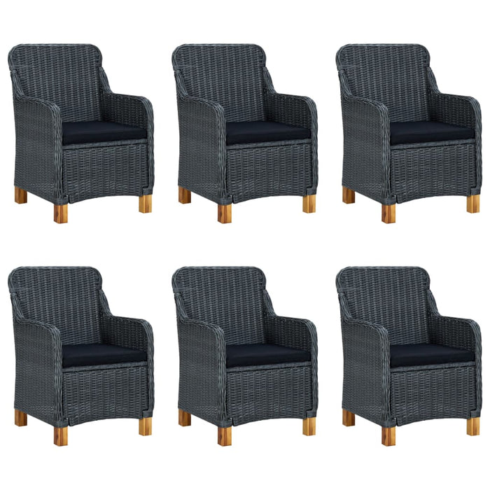 Set mobilier exterior cu perne, 7 piese, gri închis, poliratan - WALTI WALTI