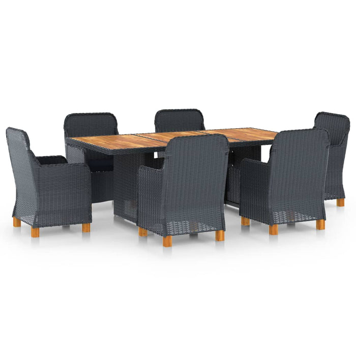 Set mobilier exterior cu perne, 7 piese, gri închis, poliratan - WALTI WALTI