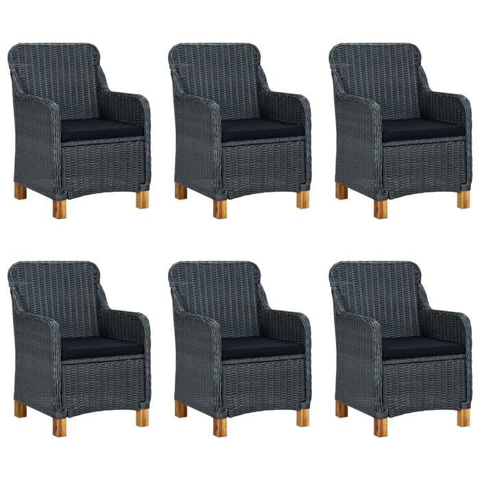 Set mobilier exterior cu perne, 7 piese, gri închis, poliratan - WALTI WALTI