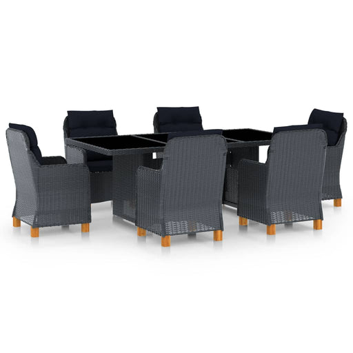 Set mobilier exterior cu perne, 7 piese, gri închis, poliratan - WALTI WALTI