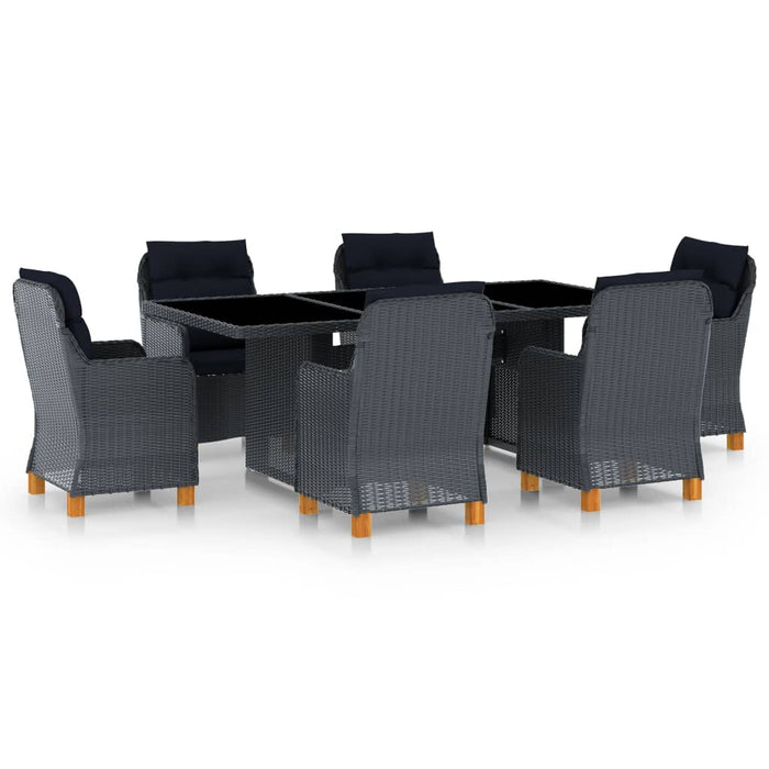 Set mobilier exterior cu perne, 7 piese, gri închis, poliratan - WALTI WALTI