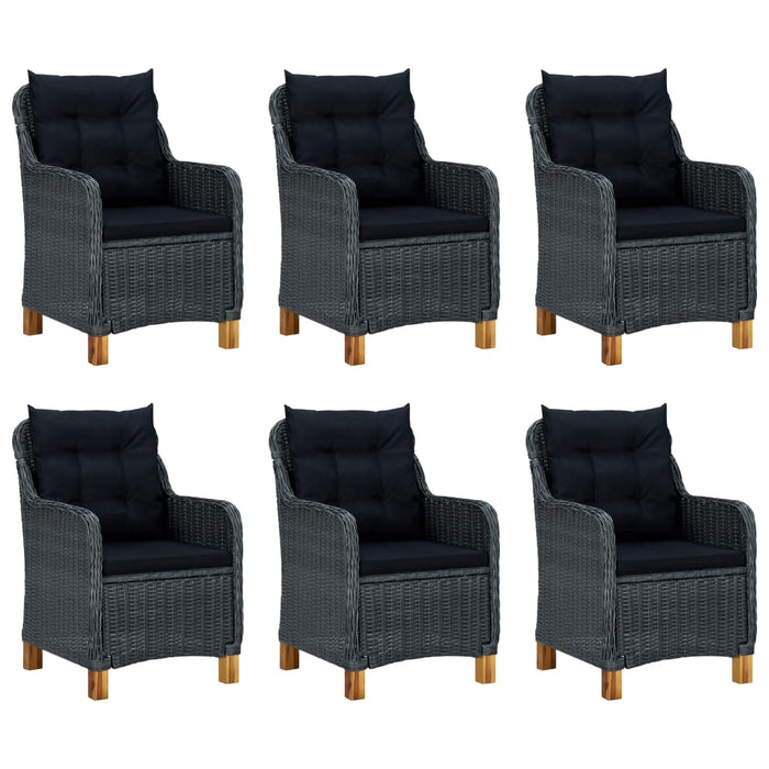 Set mobilier exterior cu perne, 7 piese, gri închis, poliratan - WALTI WALTI