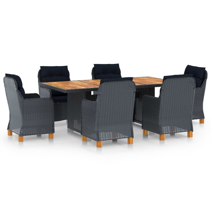 Set mobilier exterior cu perne, 7 piese, gri închis, poliratan - WALTI WALTI
