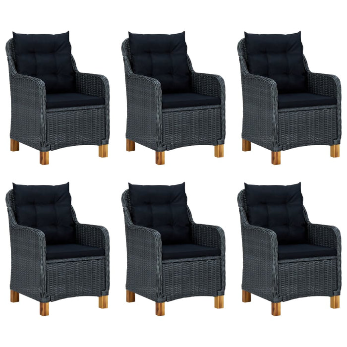 Set mobilier exterior cu perne, 7 piese, gri închis, poliratan - WALTI WALTI