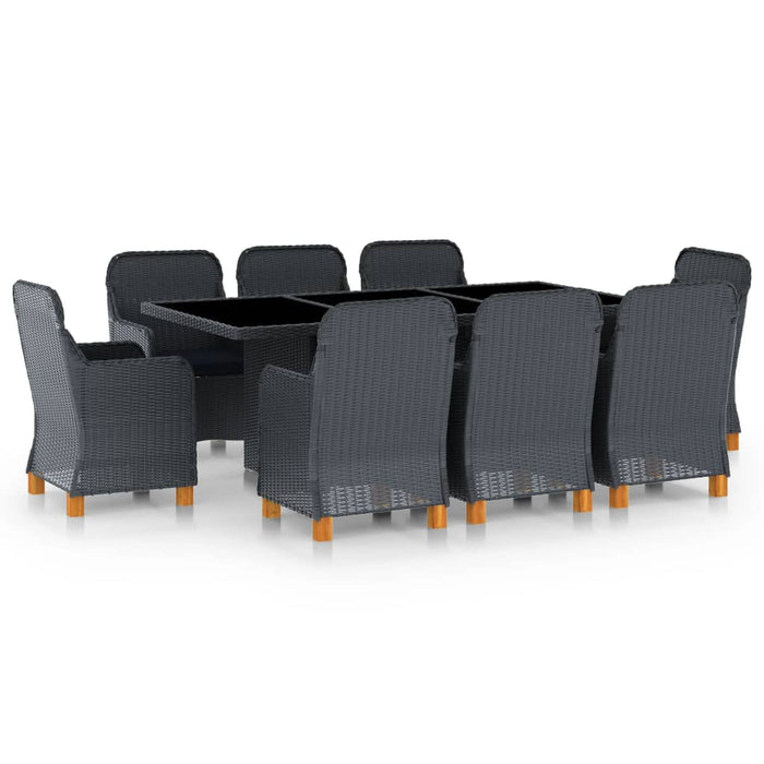 Set mobilier exterior cu perne, 9 piese, gri închis, poliratan - WALTI WALTI