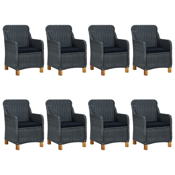 Set mobilier exterior cu perne, 9 piese, gri închis, poliratan - WALTI WALTI