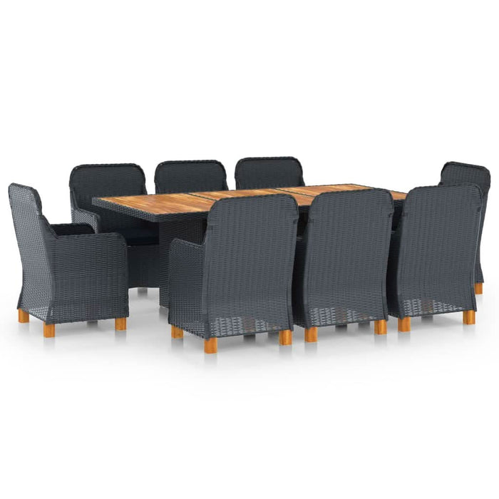 Set mobilier exterior cu perne, 9 piese, gri închis, poliratan - WALTI WALTI