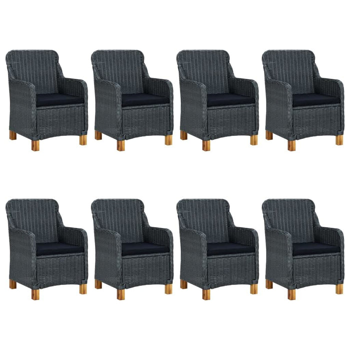 Set mobilier exterior cu perne, 9 piese, gri închis, poliratan - WALTI WALTI