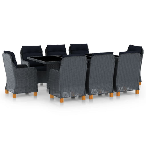 Set mobilier exterior cu perne, 9 piese, gri închis, poliratan - WALTI WALTI