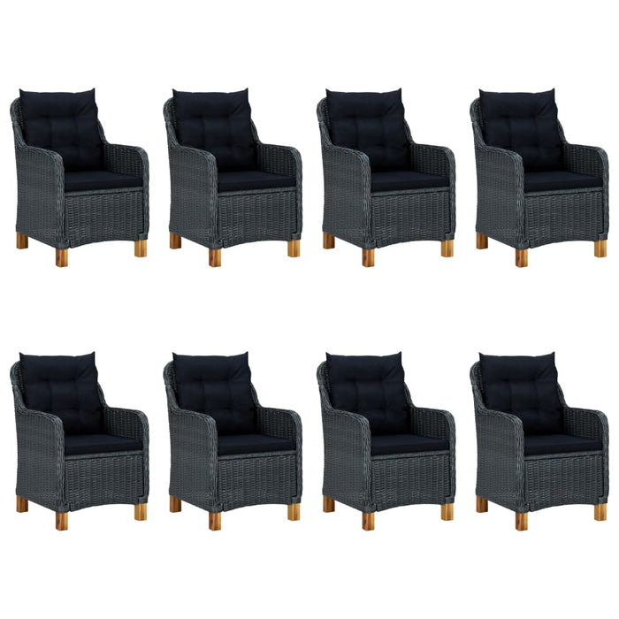 Set mobilier exterior cu perne, 9 piese, gri închis, poliratan - WALTI WALTI