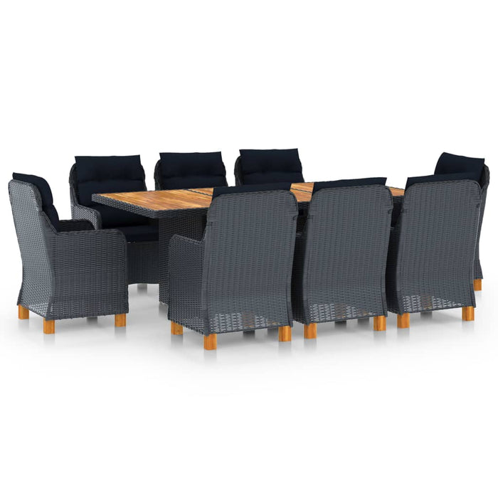 Set mobilier exterior cu perne, 9 piese, gri închis, poliratan - WALTI WALTI