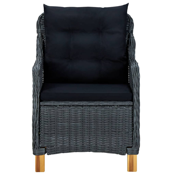 Set mobilier exterior cu perne, 9 piese, gri închis, poliratan - WALTI WALTI