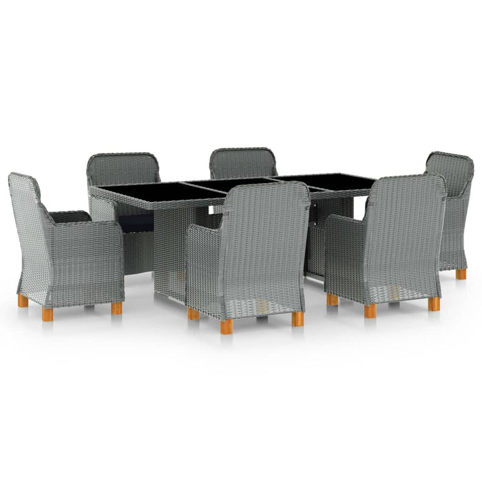 Set mobilier de exterior cu perne,7 piese,gri deschis,poliratan - WALTI WALTI