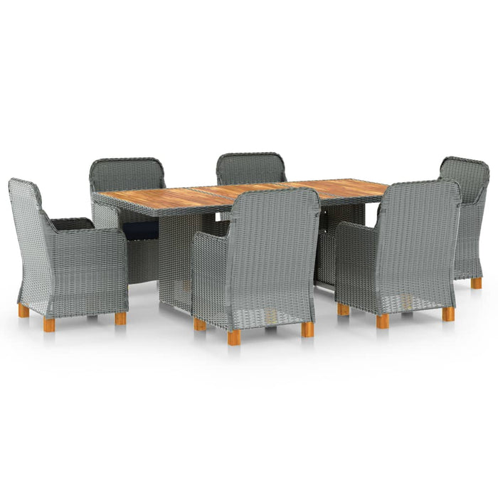 Set mobilier de exterior cu perne,7 piese,gri deschis,poliratan WALTI