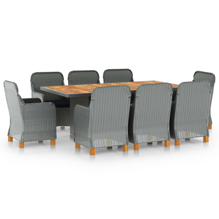 Set mobilier exterior cu perne, 9 piese, gri deschis, poliratan WALTI
