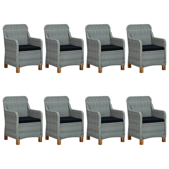 Set mobilier exterior cu perne, 9 piese, gri deschis, poliratan WALTI