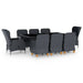 Set mobilier exterior cu perne, 9 piese, gri închis, poliratan - WALTI WALTI