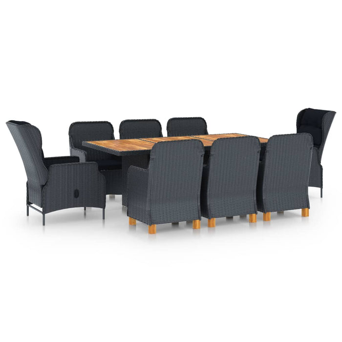 Set mobilier exterior cu perne, 9 piese, gri închis, poliratan - WALTI WALTI