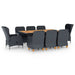 Set mobilier exterior cu perne, 9 piese, gri închis, poliratan - WALTI WALTI