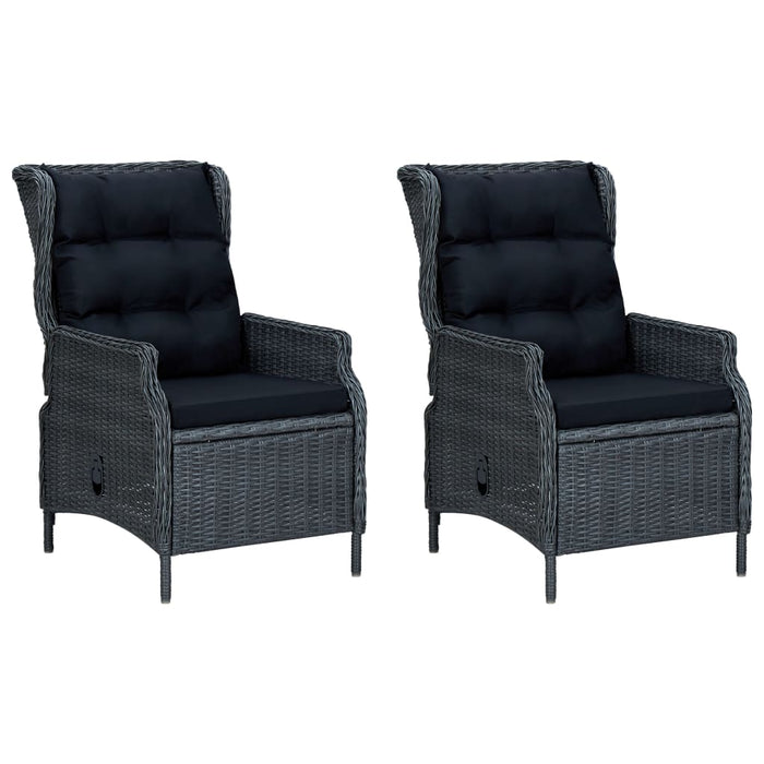 Set mobilier exterior cu perne, 9 piese, gri închis, poliratan - WALTI WALTI
