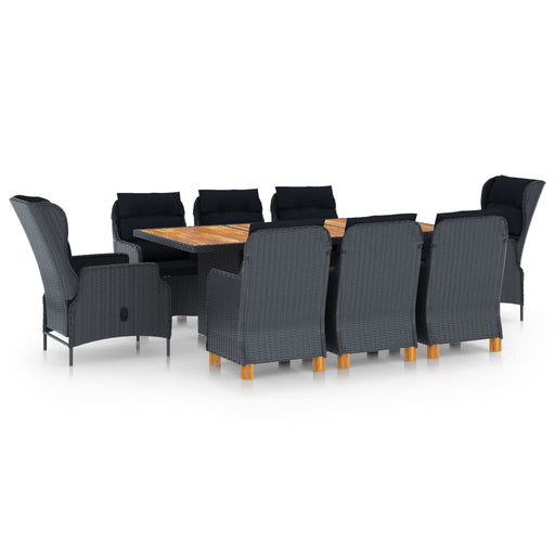 Set mobilier exterior cu perne, 9 piese, gri închis, poliratan - WALTI WALTI